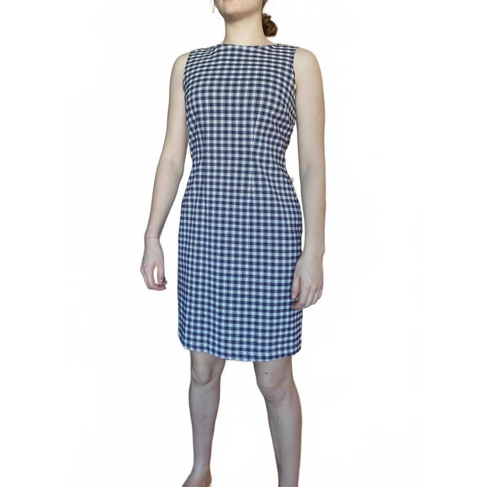 Navy Plaid Jumper Dress Tunic Size Small